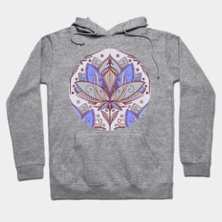 Art Deco Lotus Rising 2 - sage grey & purple pattern Hoodie